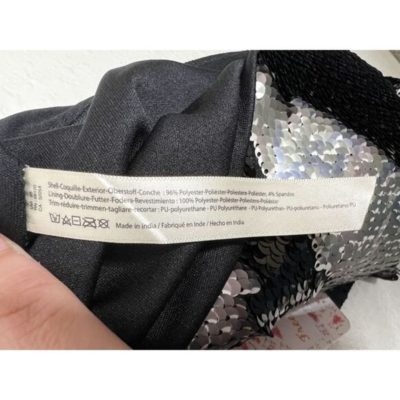 Free People Camo Reversible-Sequin Mini Skirt Black Gray-Green Size 0 NWT - Picture 8 of 9